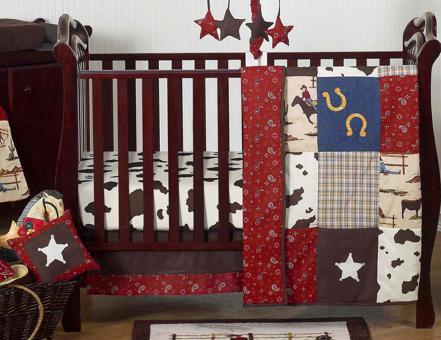 Wild West Cowboy 11 Piece Bumperless Crib Bedding Collection