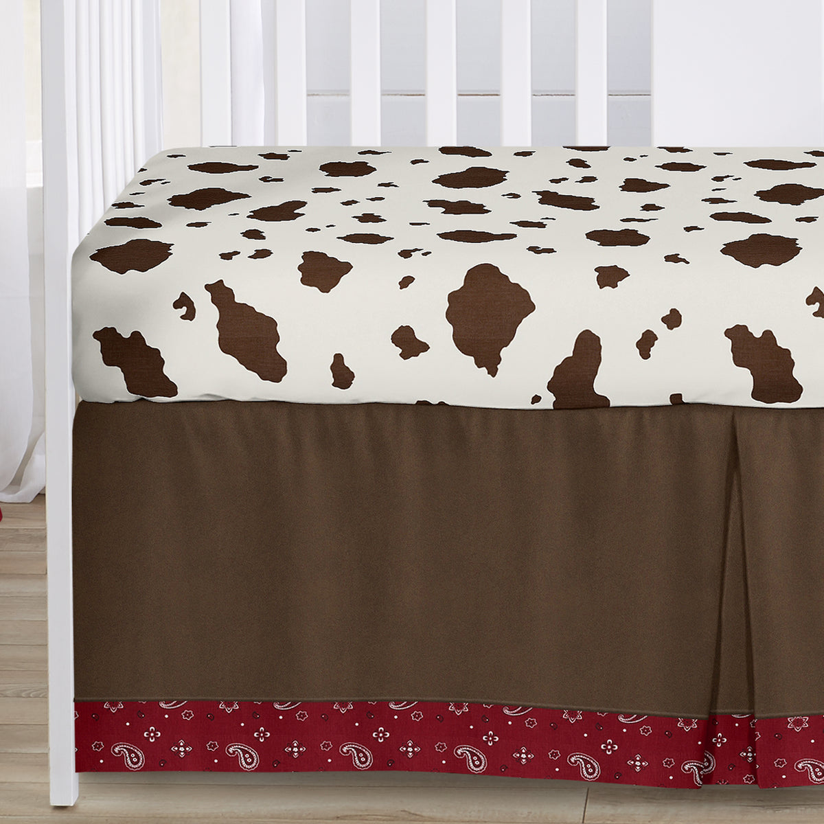 Wild West Cowboy Collection Sweet Jojo Designs 6 Piece Crib Bedding + BreathableBaby Breathable Mesh Liner  - Cow Print