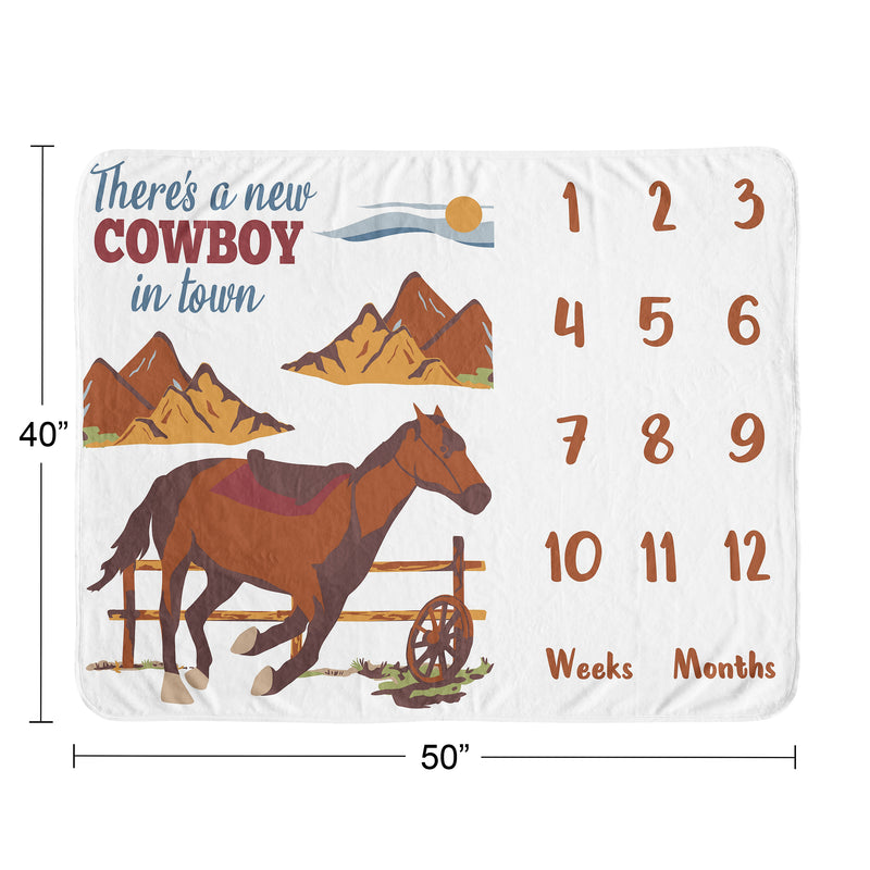 Wild West Collection Monthly Milestone Baby Blanket
