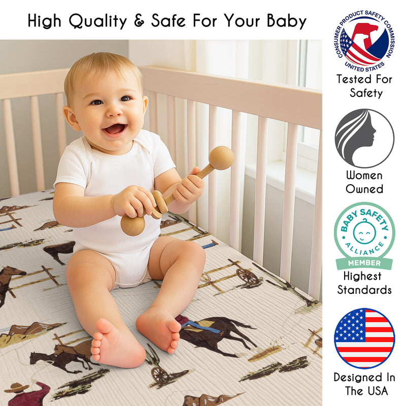 Wild West Cowboy Collection 100% Cotton Muslin Crib Sheet