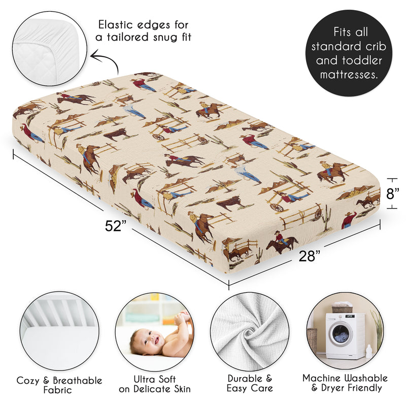 Wild West Cowboy Collection 100% Cotton Muslin Crib Sheet
