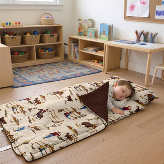 Wild West Cowboy Collection Lightweight Toddler Nap Mat with Pillow