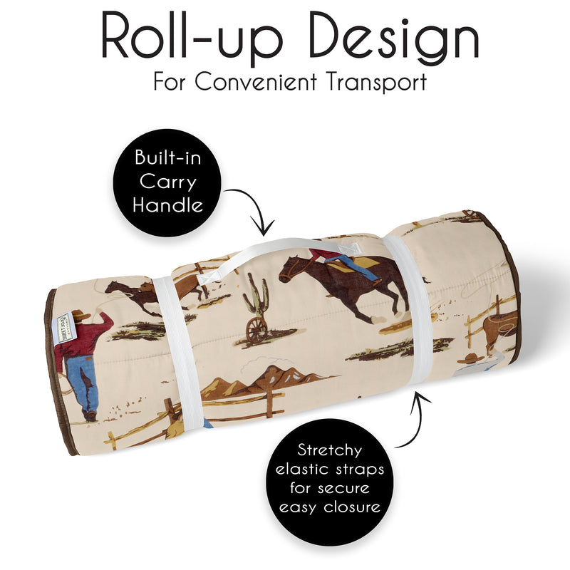 Wild West Cowboy Collection Lightweight Toddler Nap Mat with Pillow