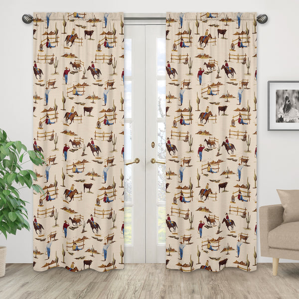 Wild West Cowboy Print Window Panels - Set of 2 alternate view
