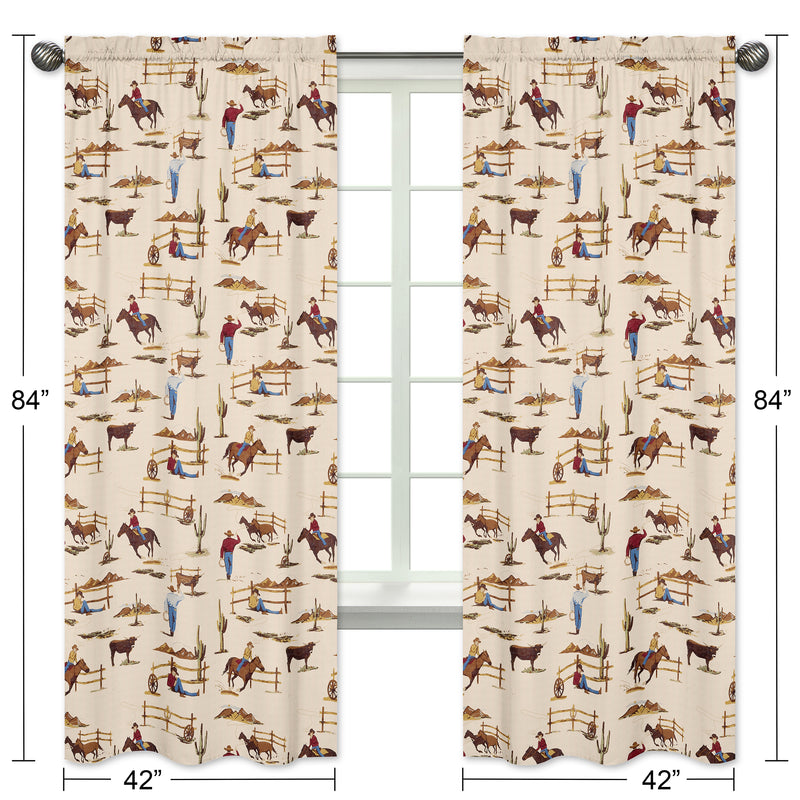 Wild West Cowboy Print Window Panels - Set of 2