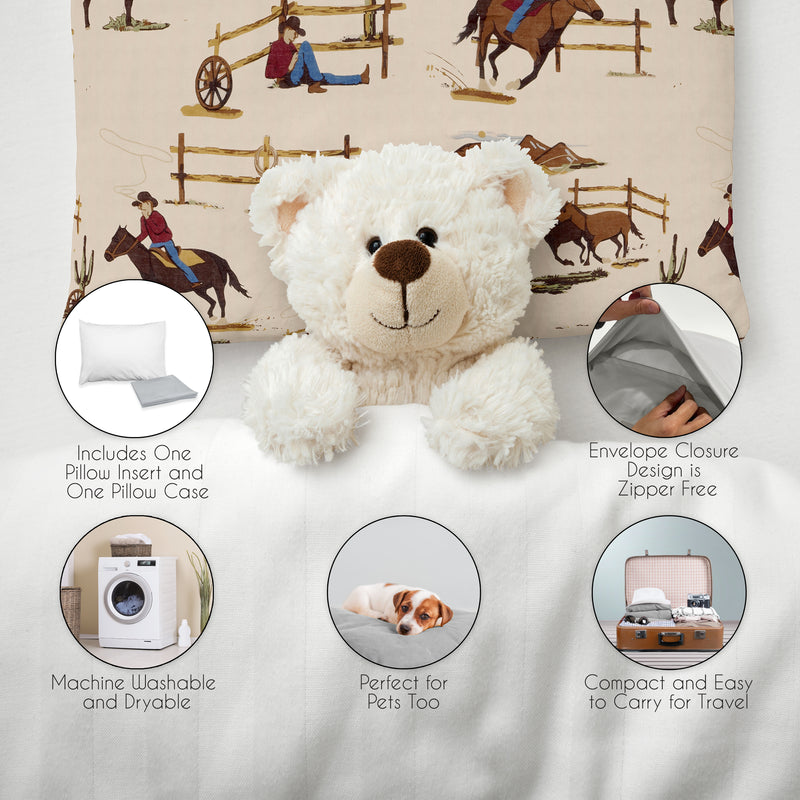 Wild West Cowboy Collection Toddler Pillow with Pillowcase