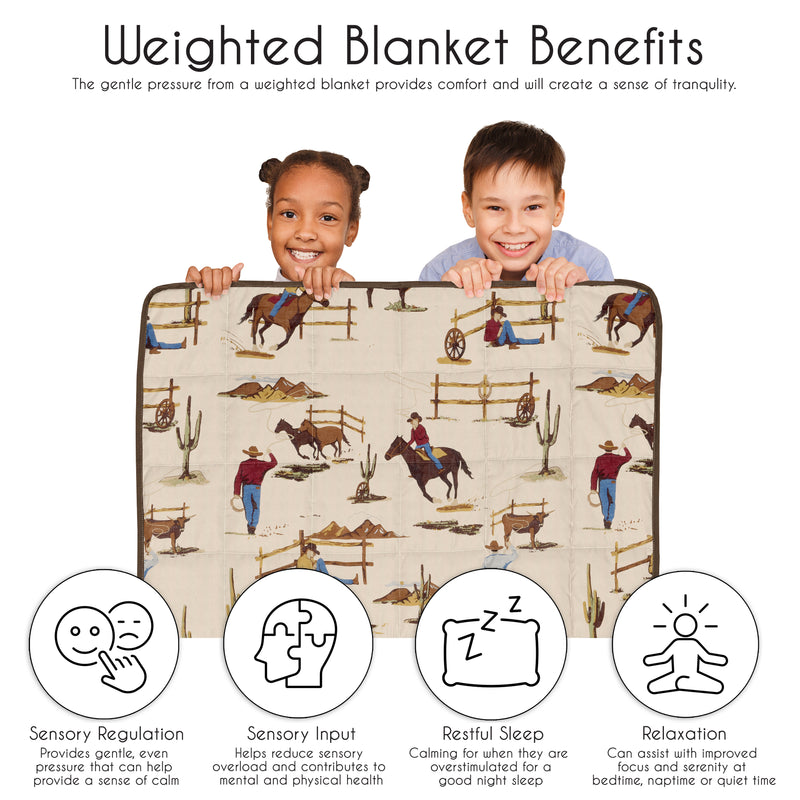 Wild West Cowboy Collection Toddler 5lbs Weighted Blanket for Kids