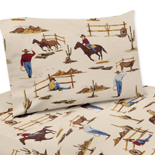 Wild West Cowboy Collection Twin Sheet Set - Horse Print