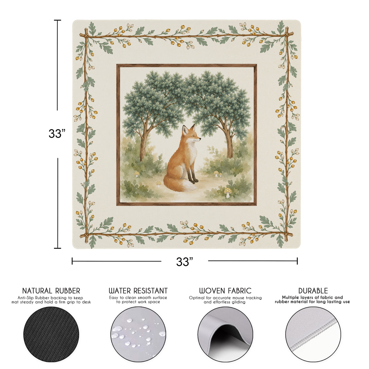 Sage Green Woodland Collection Mahjong Mat for Table - Shipped Rolled