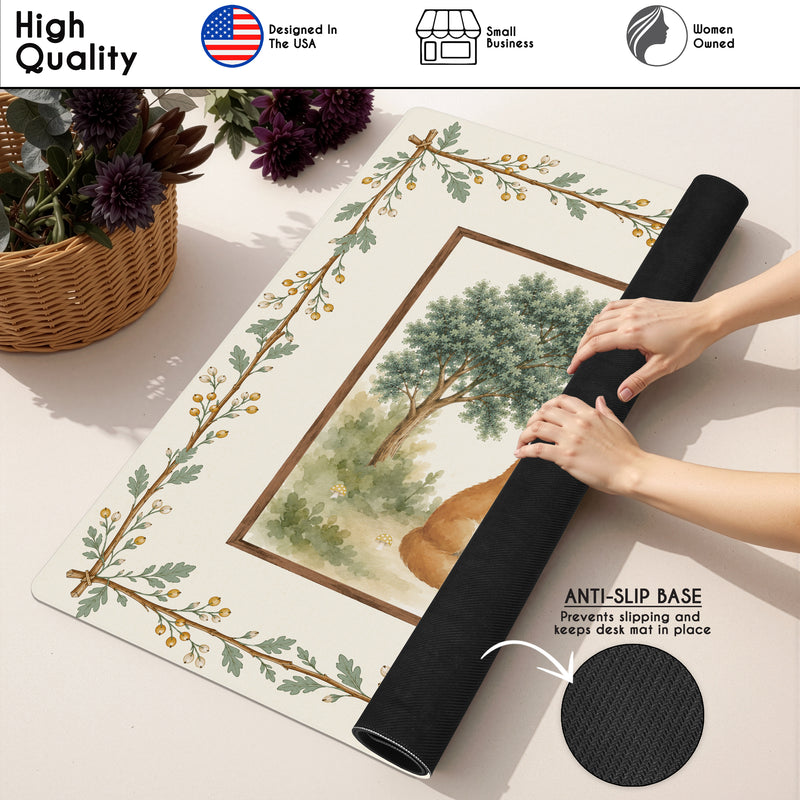 Sage Green Woodland Collection Mahjong Mat for Table - Shipped Rolled