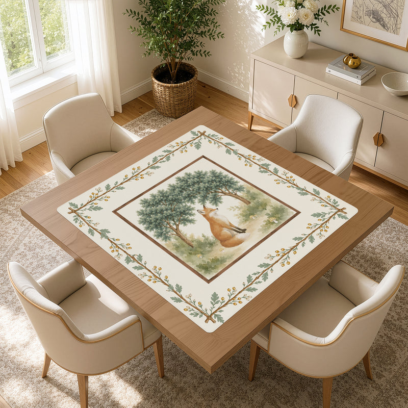 Sage Green Woodland Collection Mahjong Mat for Table - Shipped Rolled