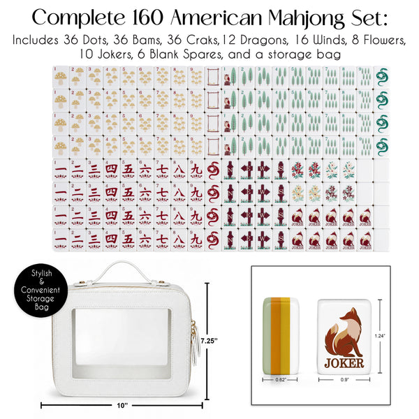 Sage Green Woodland Collection American Mahjong Tile Set (160pc) 1.24in. Layered Acrylic with White Faux Leather Travel Bag alternate view