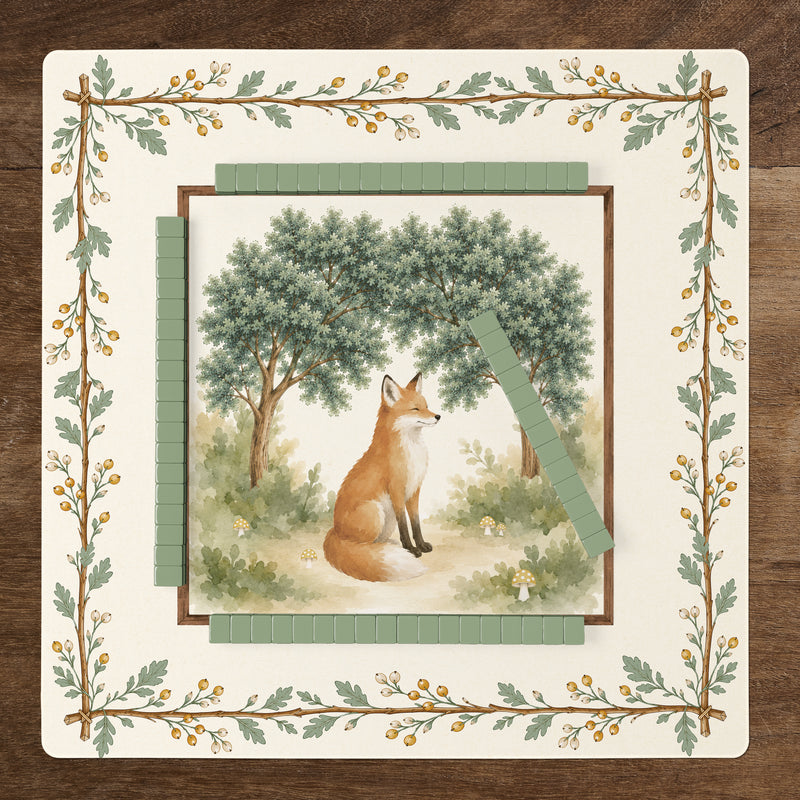Sage Green Woodland Collection Mahjong Mat for Table - Shipped Rolled