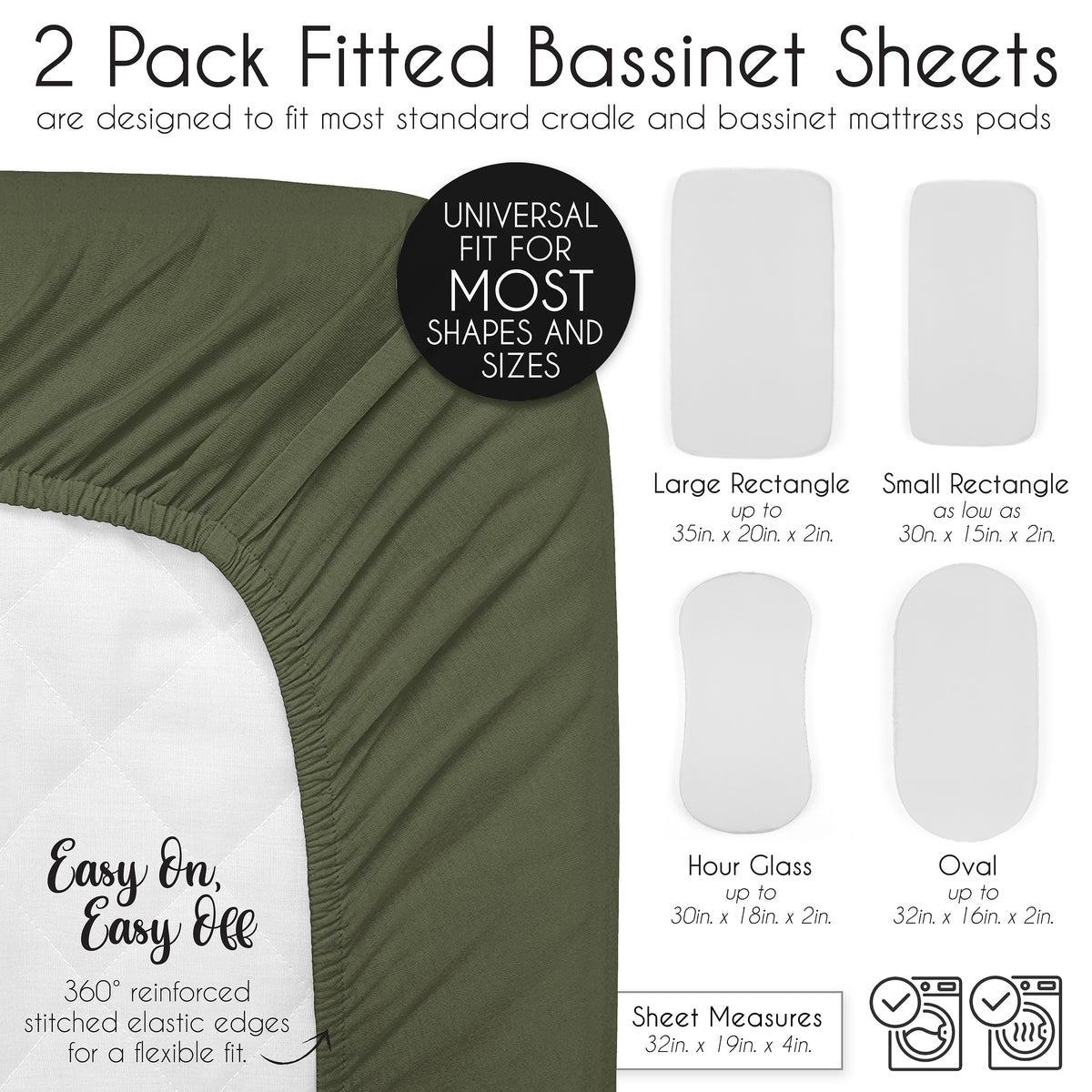 Woodland Camo Collection 2 Pack Baby Bassinet Fitted Sheets