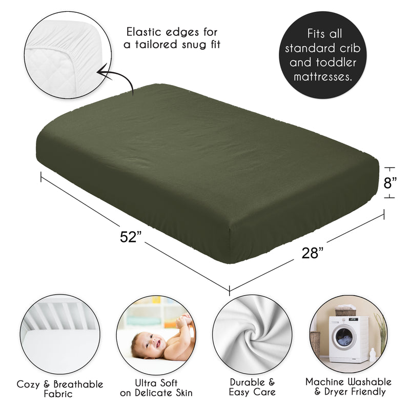 Woodland Camo Collection Crib Sheet - Dark Green
