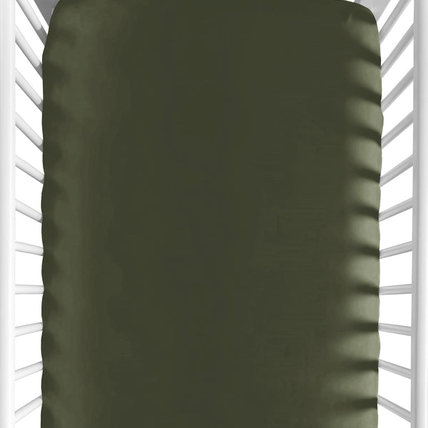 Woodland Camo Collection Crib Sheet - Dark Green