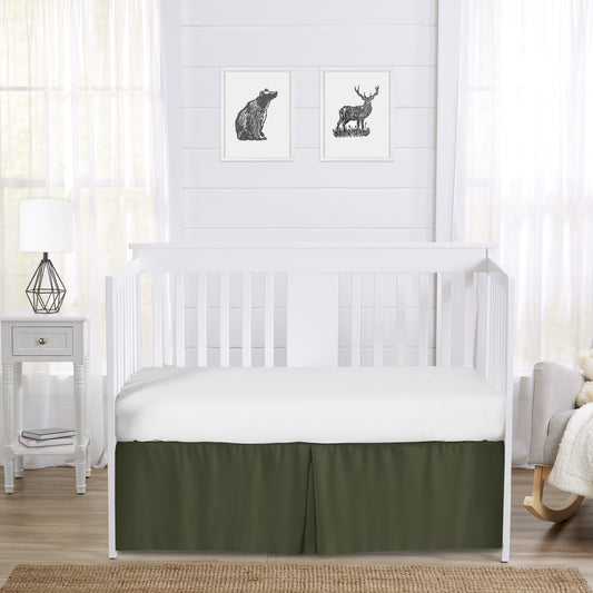 Woodland Camo Collection Solid Dark Green Crib Bed Skirt