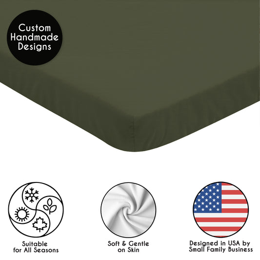 Woodland Camo Collection Mini Crib Sheet - Solid Dark Green