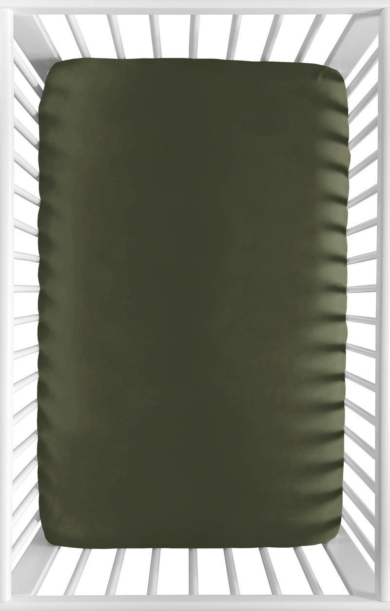 Woodland Camo Collection Mini Crib Sheet - Solid Dark Green