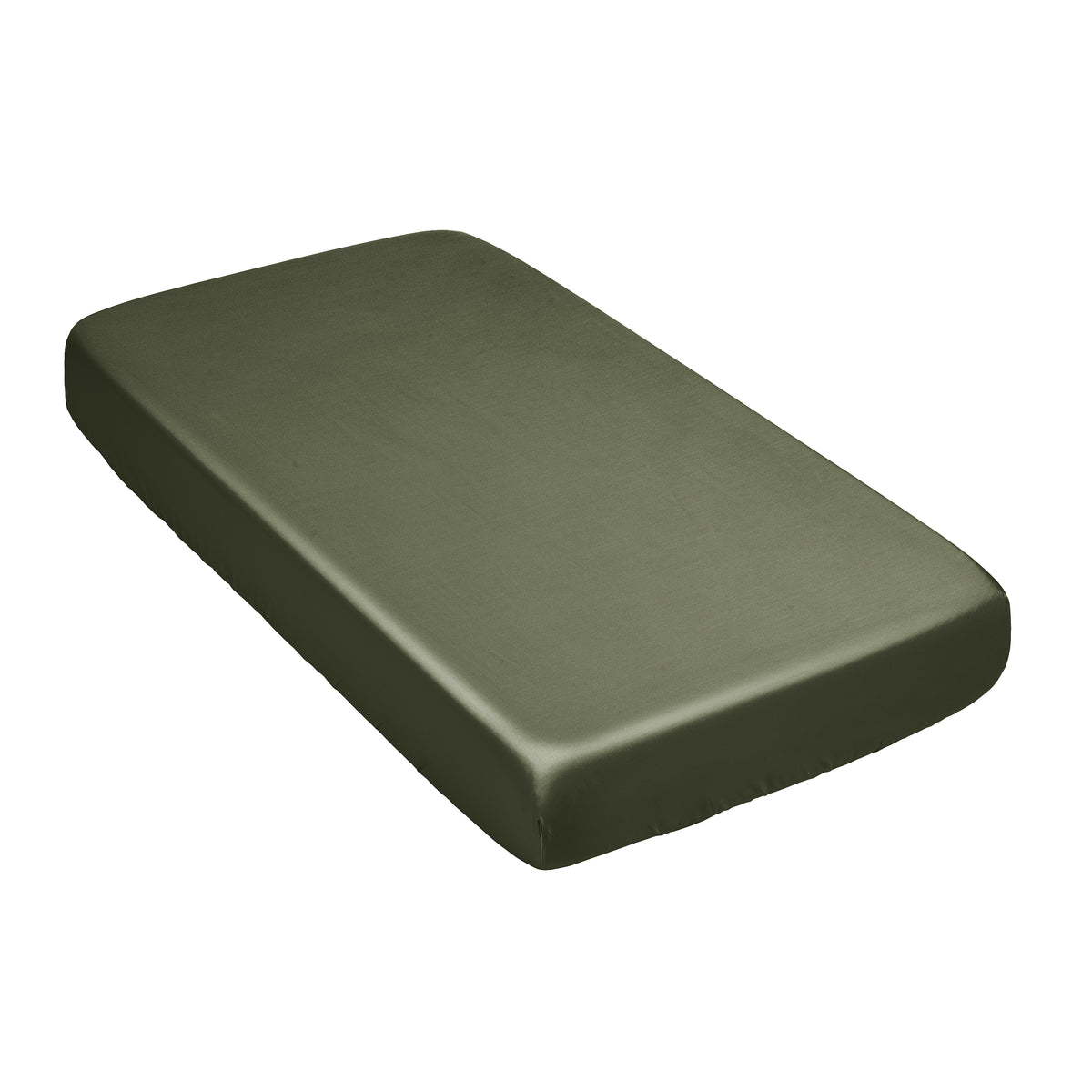 Woodland Camo Collection Satin Fitted Crib Sheet - Solid Dark Green