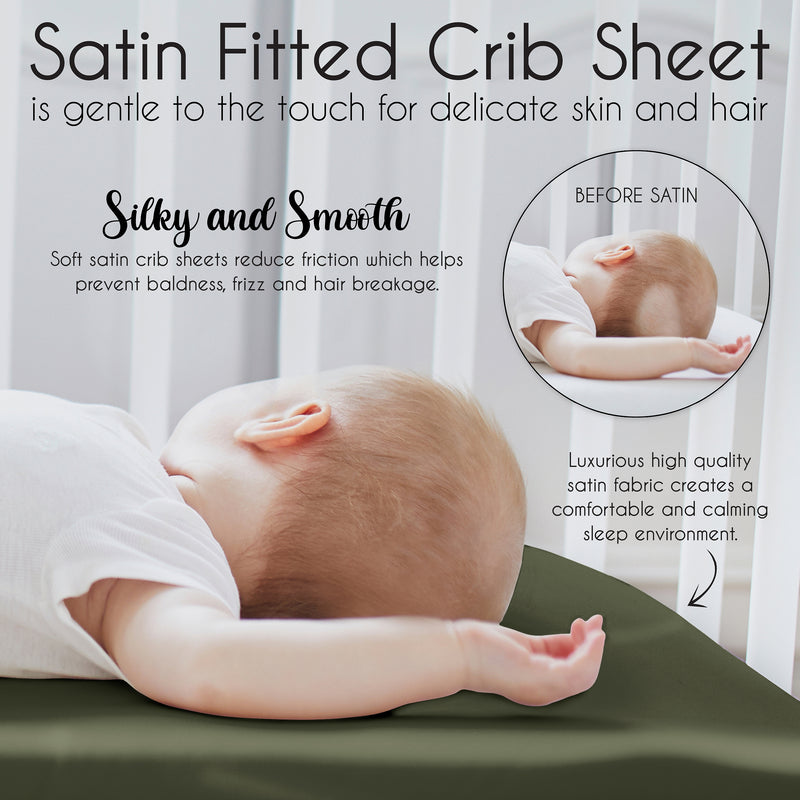 Woodland Camo Collection Satin Fitted Crib Sheet - Solid Dark Green