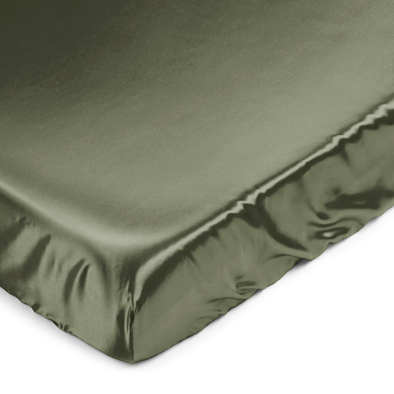 Woodland Camo Collection Satin Fitted Crib Sheet - Solid Dark Green