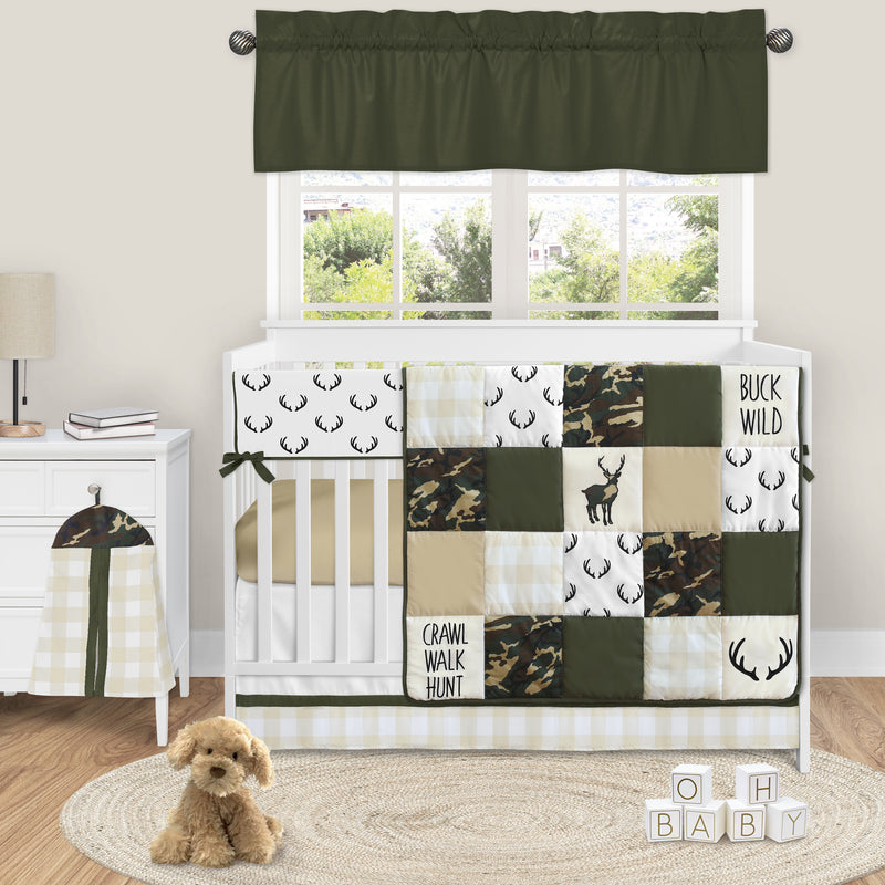 Woodland Camo Collection Solid Dark Green Window Valance