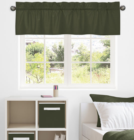 Woodland Camo Collection Solid Dark Green Window Valance