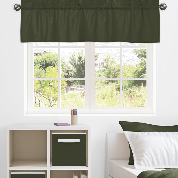 Woodland Camo Collection Solid Dark Green Window Valance alternate view