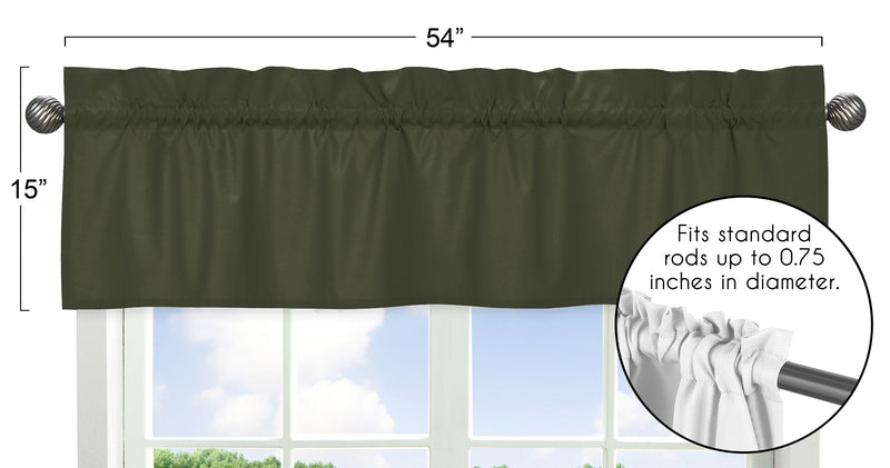 Woodland Camo Collection Solid Dark Green Window Valance