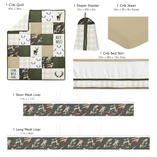 Woodland Camo Collection Sweet Jojo Designs 6 Piece Crib Bedding + BreathableBaby Breathable Mesh Liner alternate view