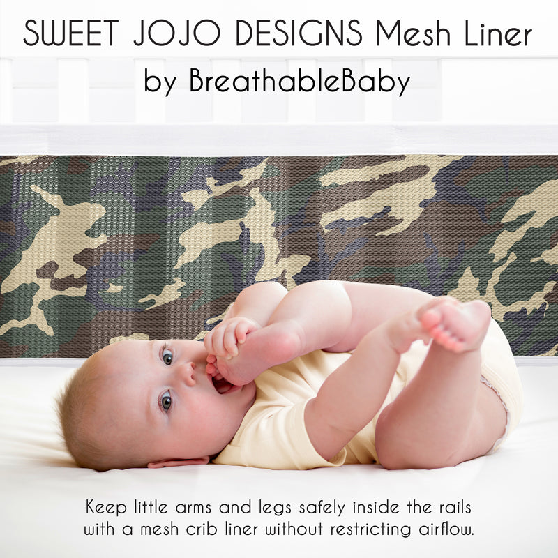 Woodland Camo Collection Sweet Jojo Designs + BreathableBaby Breathable Mesh Crib Liner