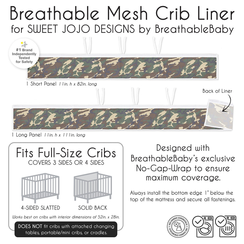 Woodland Camo Collection Sweet Jojo Designs + BreathableBaby Breathable Mesh Crib Liner