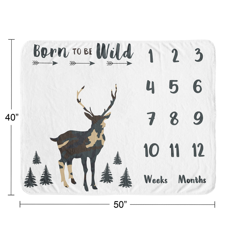 Woodland Camo Collection Monthly Milestone Baby Blanket