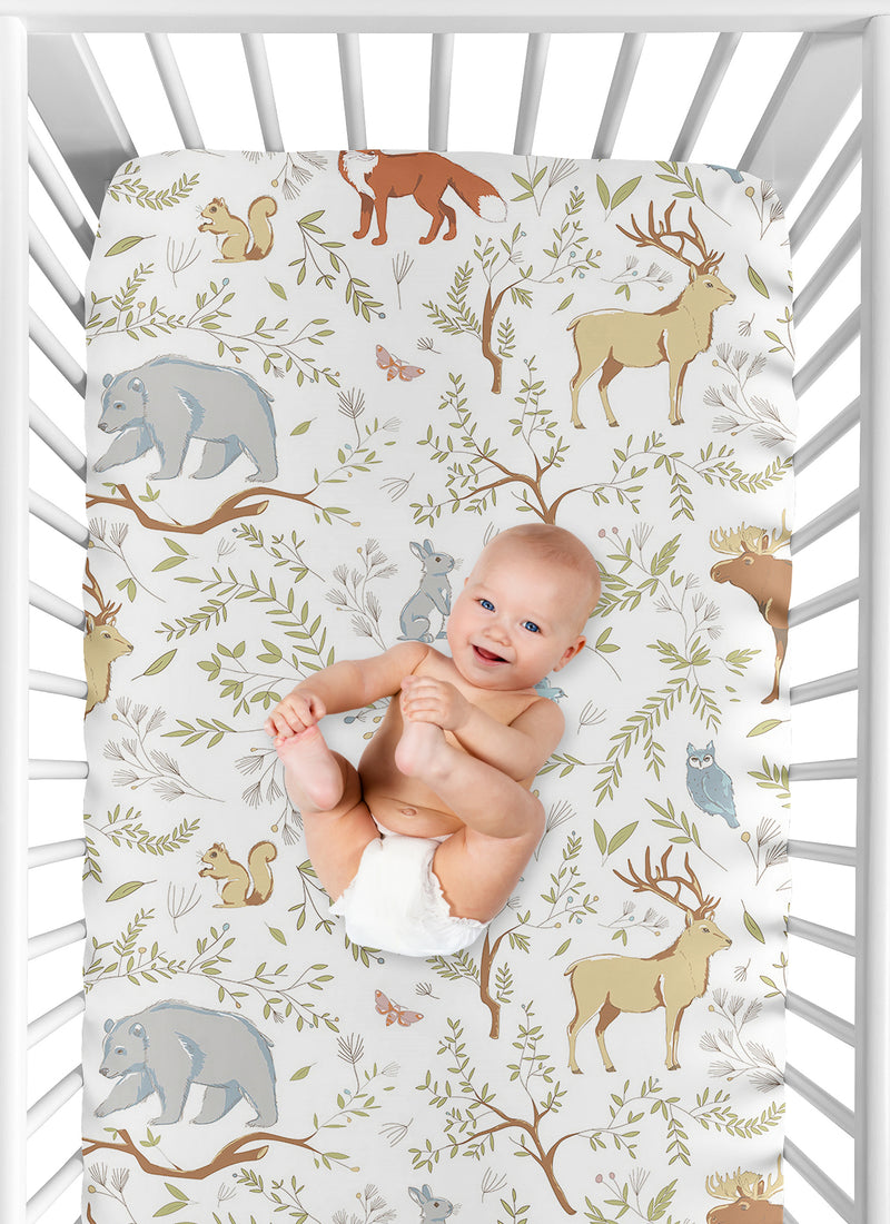 Woodland Toile Collection Crib Sheet - Animal Print