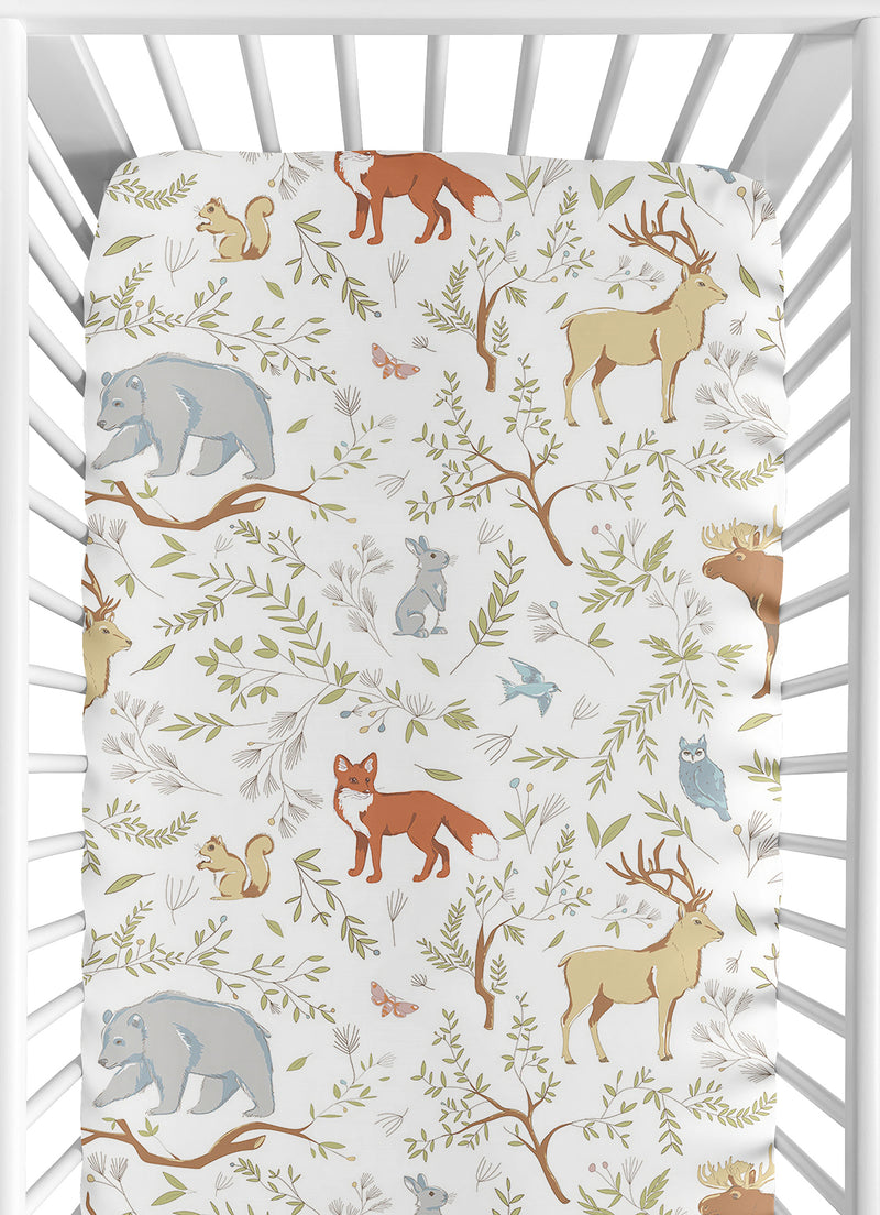 Woodland Toile Collection Crib Sheet - Animal Print