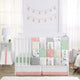 Woodsy Coral, Mint And Grey 4 Piece Bumperless Crib Bedding Collection