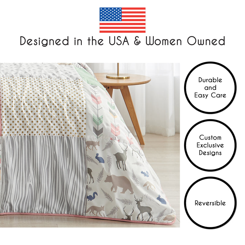 Woodsy Coral, Mint and Grey Twin Bedding Collection