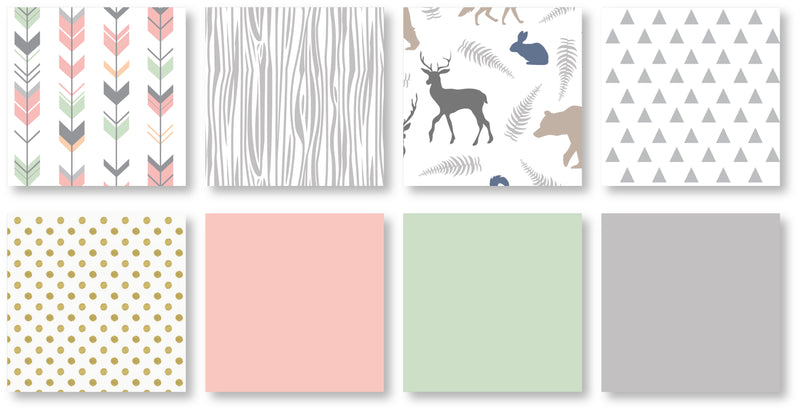 Woodsy Coral, Mint and Grey Twin Bedding Collection