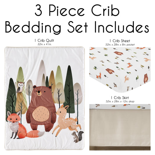Woodland Animal Pals 3 Piece Crib Bedding