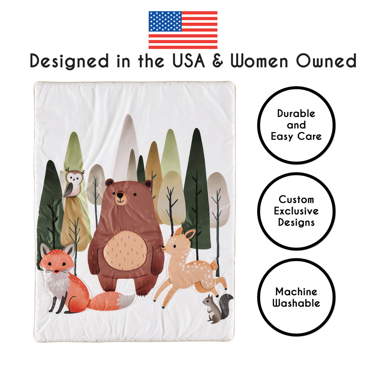 Woodland Animal Pals 3 Piece Crib Bedding