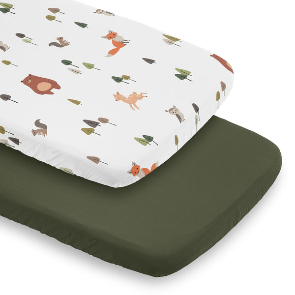 Woodland Animal Pals Collection 2 Pack Baby Bassinet Fitted Sheets