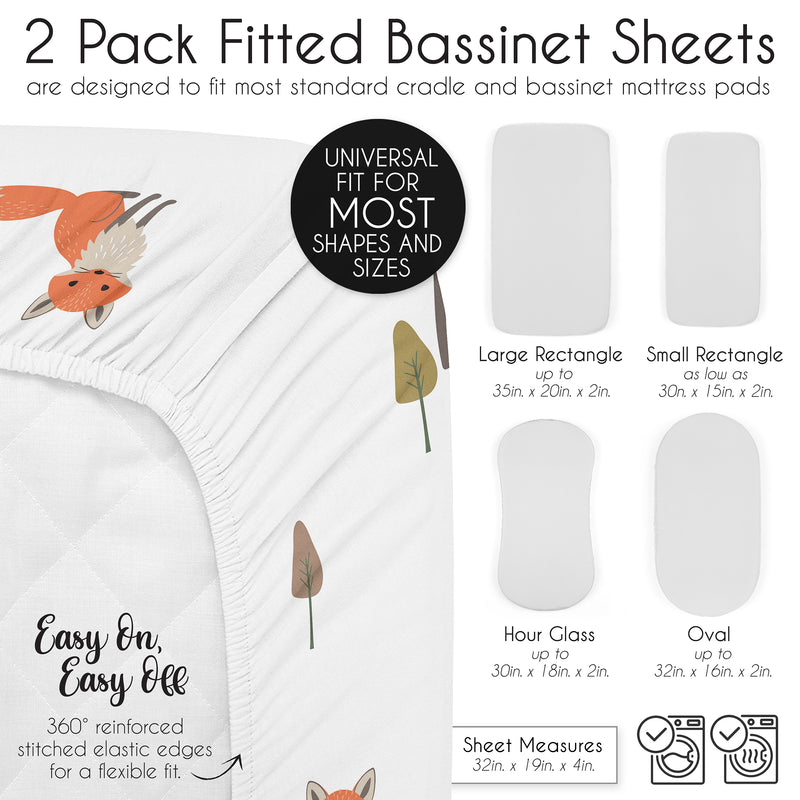 Woodland Animal Pals Collection 2 Pack Baby Bassinet Fitted Sheets