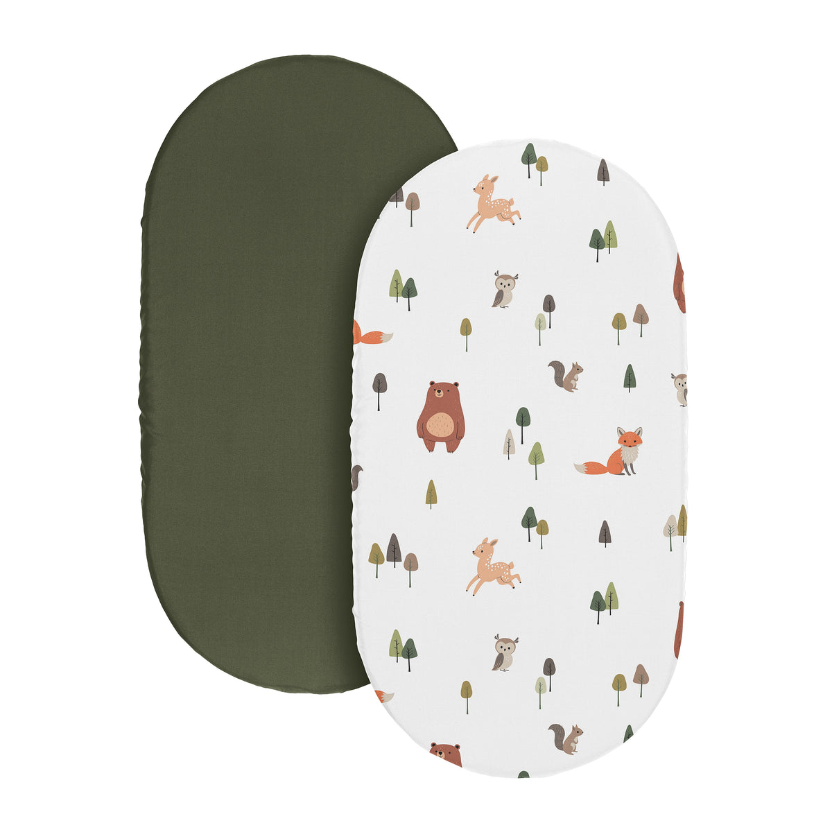 Woodland Animal Pals Collection 2 Pack Baby Bassinet Fitted Sheets
