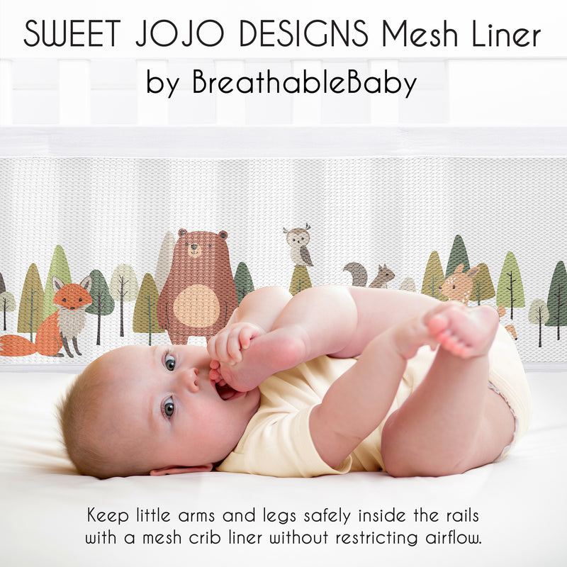 Woodland Animal Pals Collection Sweet Jojo Designs + BreathableBaby Breathable Mesh Crib Liner