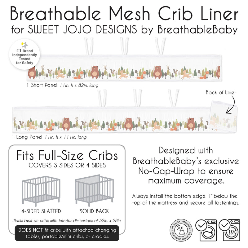 Woodland Animal Pals Collection Sweet Jojo Designs + BreathableBaby Breathable Mesh Crib Liner