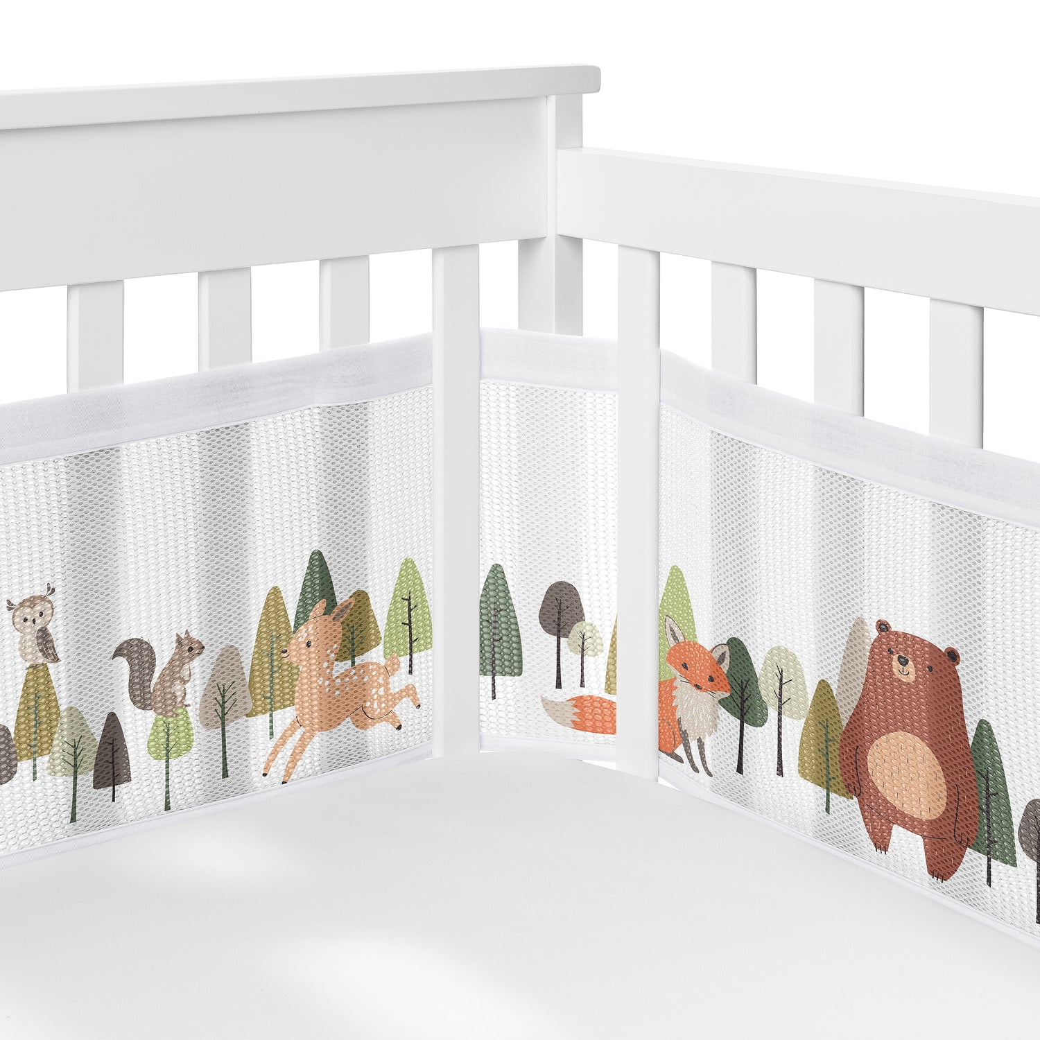 Woodland Animal Pals Collection Sweet Jojo Designs + BreathableBaby Breathable Mini Mesh Crib Liner