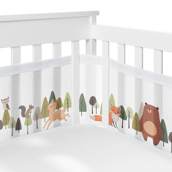 Woodland Animal Pals Collection Sweet Jojo Designs + BreathableBaby Breathable Mini Mesh Crib Liner