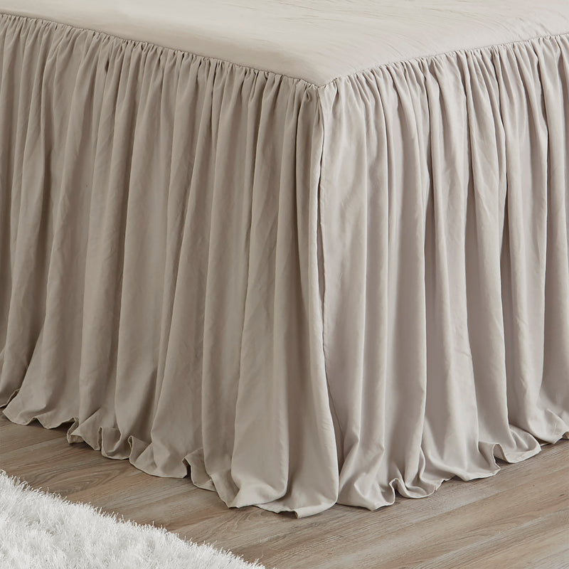 Gathered Bedspread Beige Collection King Size Extra Long Bedspread Cover