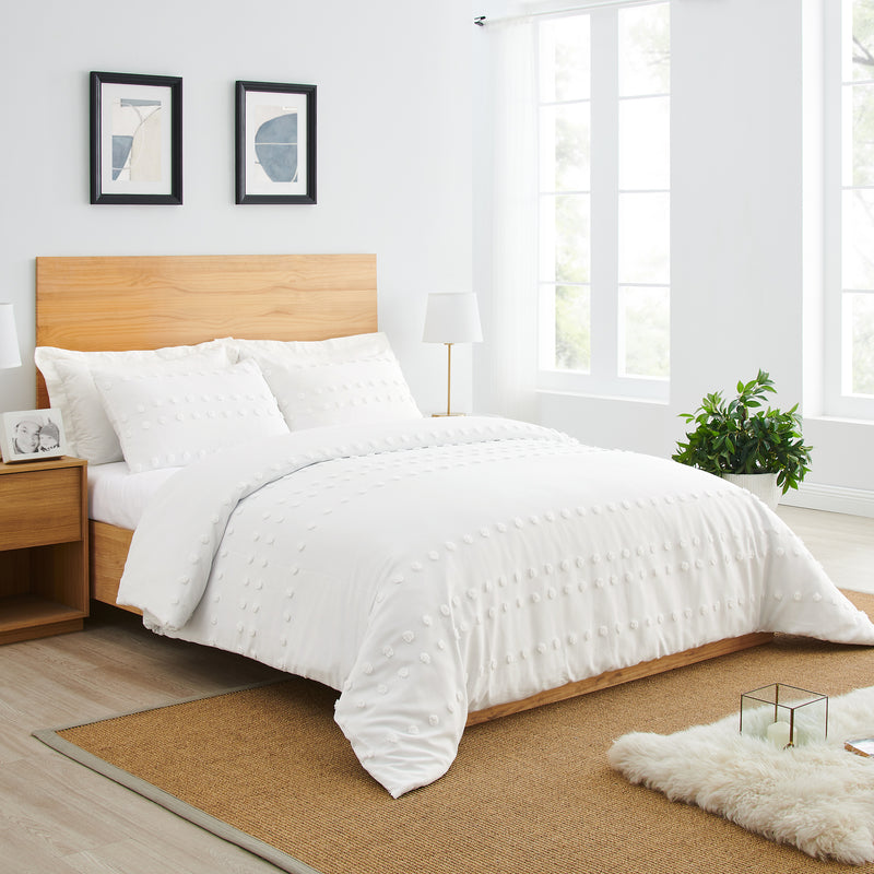Boho Dot Ivory Collection Queen Duvet Cover Bedding Set